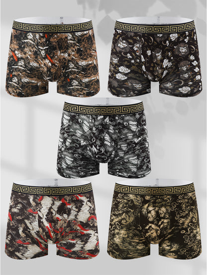[5 Pack] Men's Monkey King Boxer Briefs - Legendary Comfort, Bold Art | Todetana