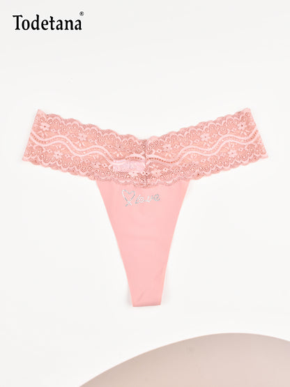 [6 Pack] Women's Lace Thong Underwear - Soft Stretch Panties | Todetana