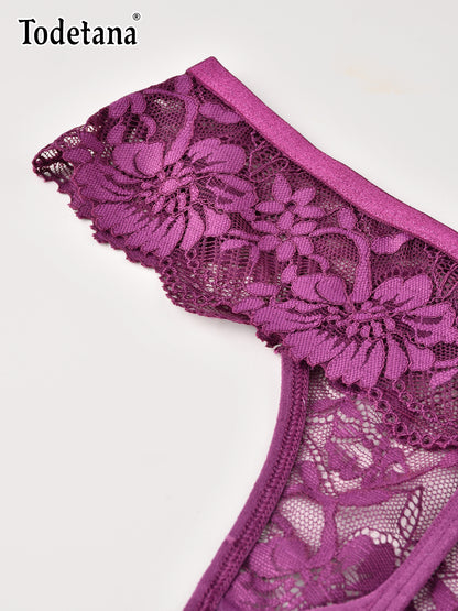 [4 Pack] Women's V-Waist Lace String Sparkle Underwear - Elegant & Comfortable | Todetana