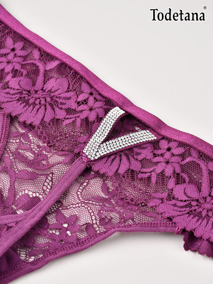 [4 Pack] Women's V-Waist Lace String Sparkle Underwear - Elegant & Comfortable | Todetana