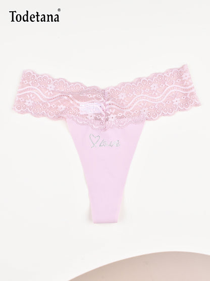[6 Pack] Women's Lace Thong Underwear - Soft Stretch Panties | Todetana