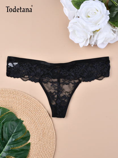[4 Pack] Women's V-Waist Lace String Sparkle Underwear - Elegant & Comfortable | Todetana