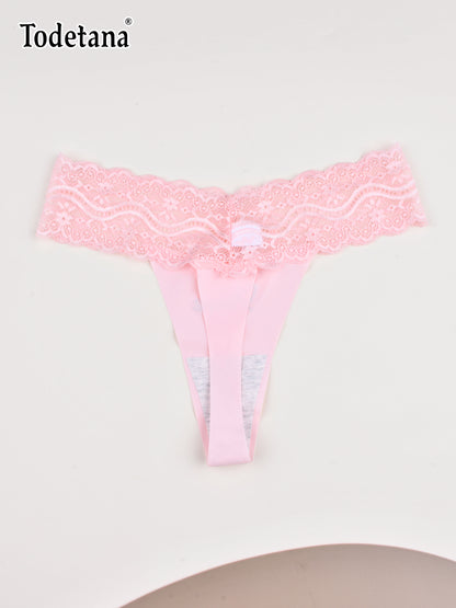 [6 Pack] Women's Lace Thong Underwear - Soft Stretch Panties | Todetana