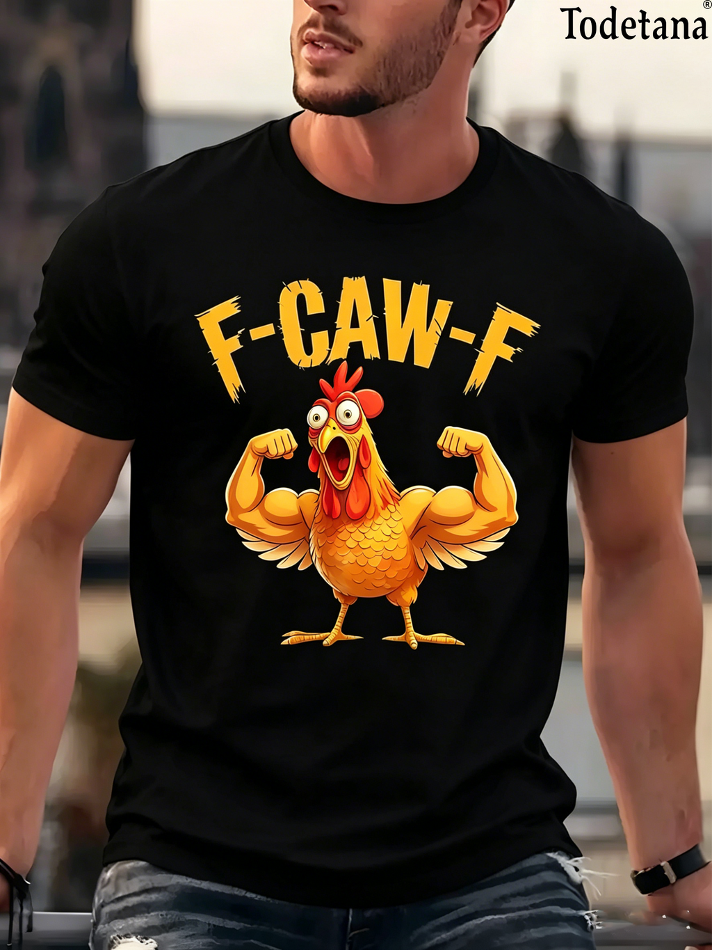 Men's Muscle Chicken Graphic T-Shirt - Funny Gym Workout Tee