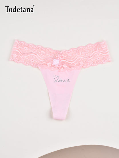 [6 Pack] Women's Lace Thong Underwear - Soft Stretch Panties | Todetana