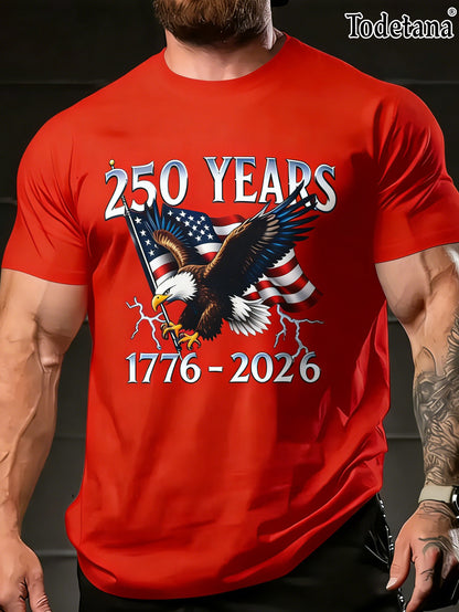 Men's Patriotic Eagle Graphic T-Shirt - 250 Years American Freedom Tee | Todetana