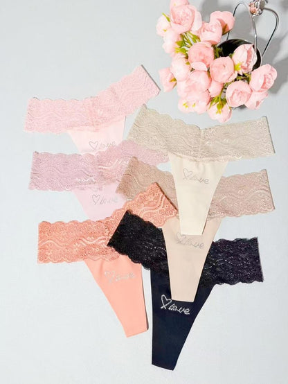 [6 Pack] Women's Lace Thong Underwear - Soft Stretch Panties | Todetana