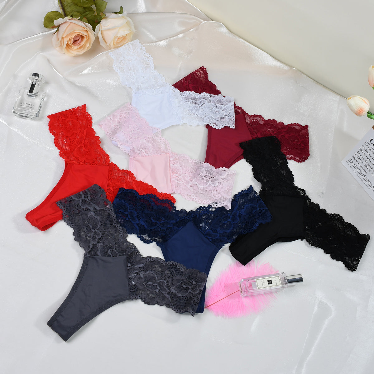 [MultiPack] Women's Floral Lace Thongs - Soft & No Show