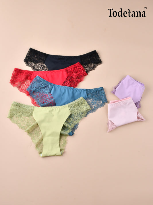 [6 Pack] Women's Lace Bikini Briefs Underwear - Soft, Breathable & Feminine | Todetana