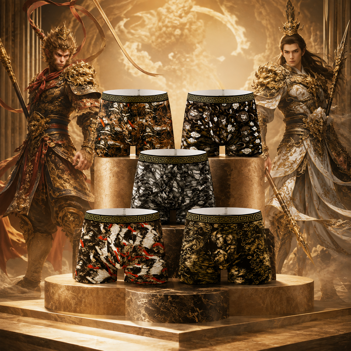 [MultiPack] Men's Monkey King Boxer Briefs - Legendary Comfort, Bold Art