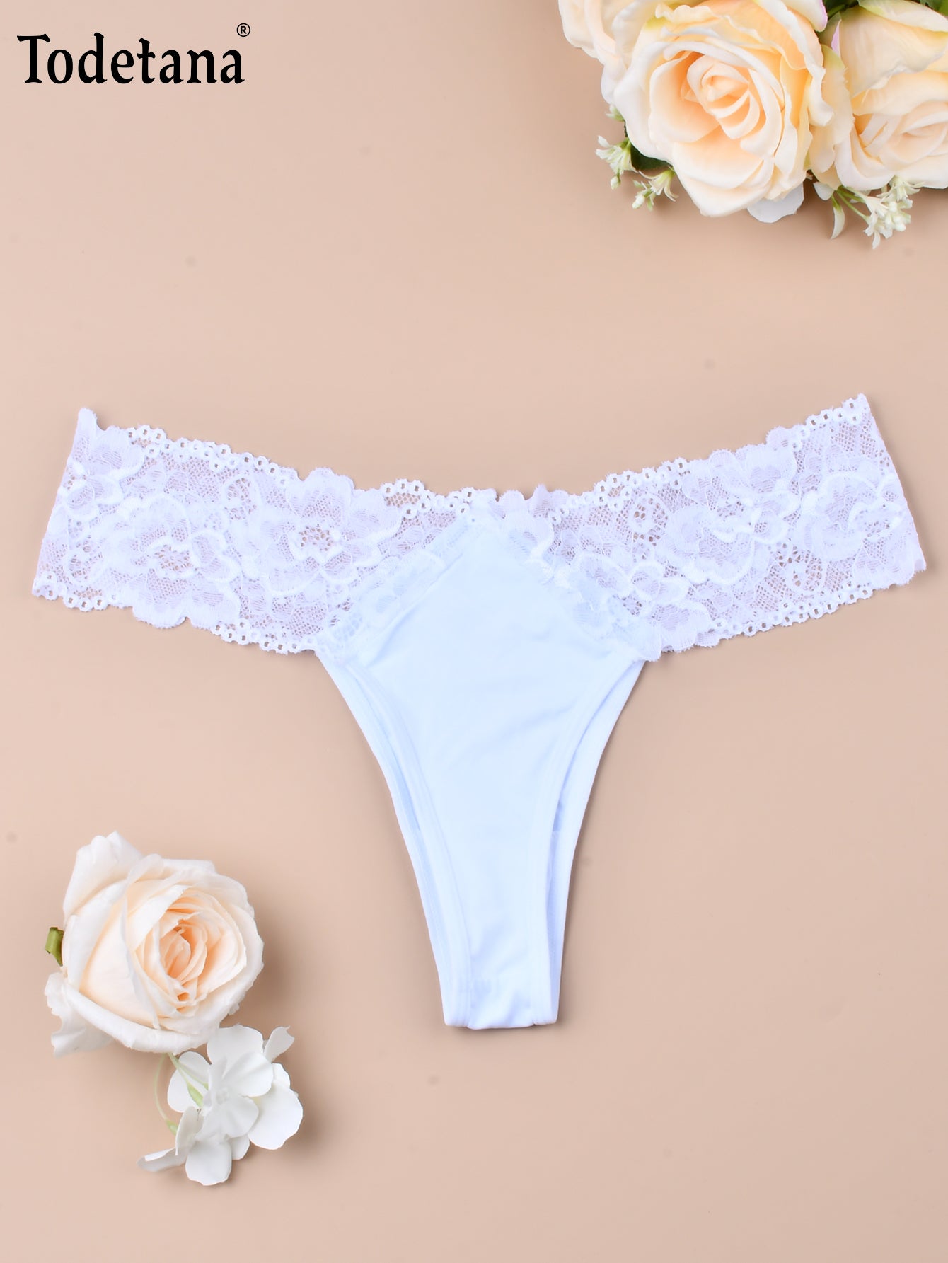 [7 Pack] Women's Floral Lace Thongs - Seamless, Soft & No Show | Todetana